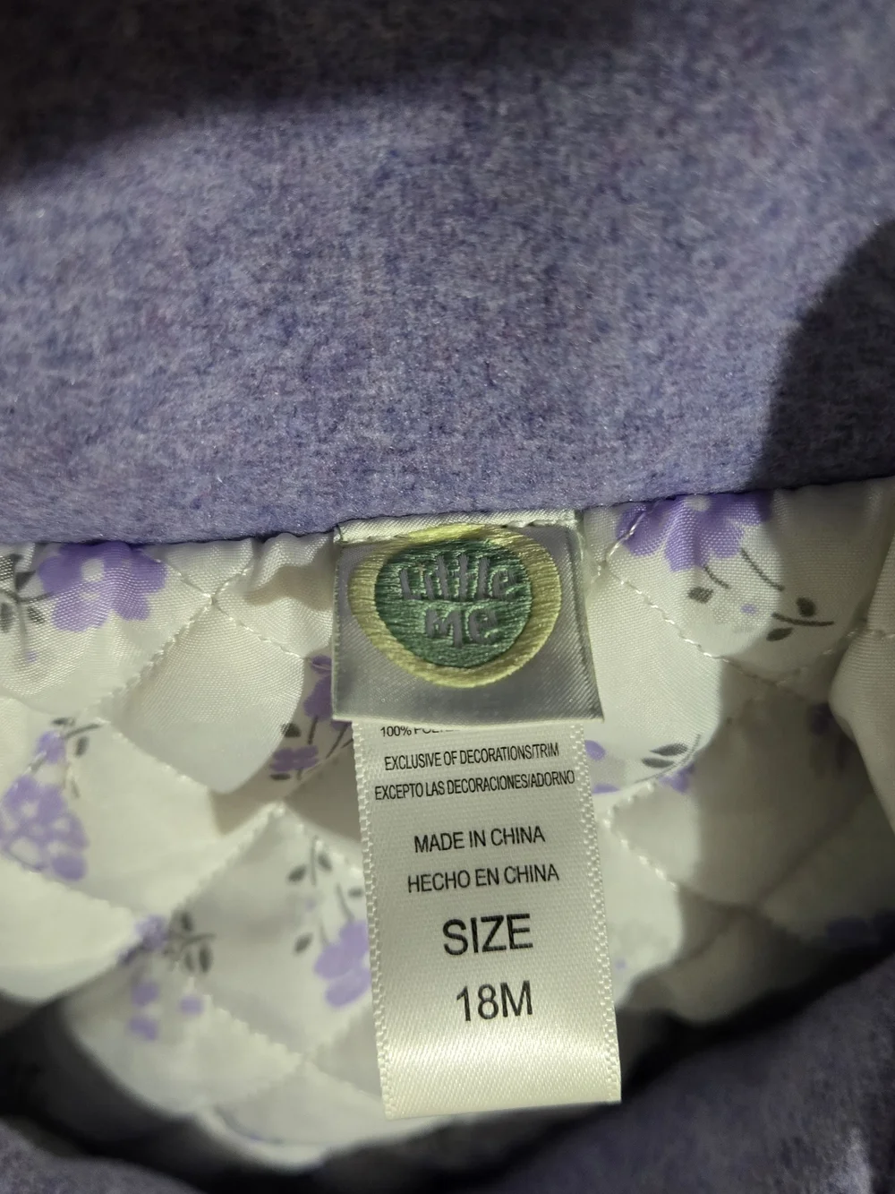 Girls' 18 Month Lavender Bow Pea Coat